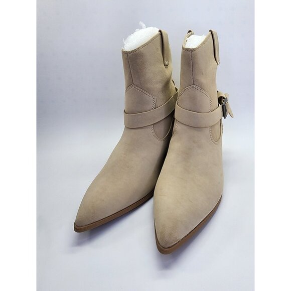 Mia Clement Womens Western Bootie Size 10M Tan Stacked Heel Rustic Slip-On - Picture 3 of 15